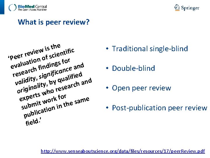 What is peer review? he t s i ew fic i i t v What is peer review? he t s i ew fic i i t v