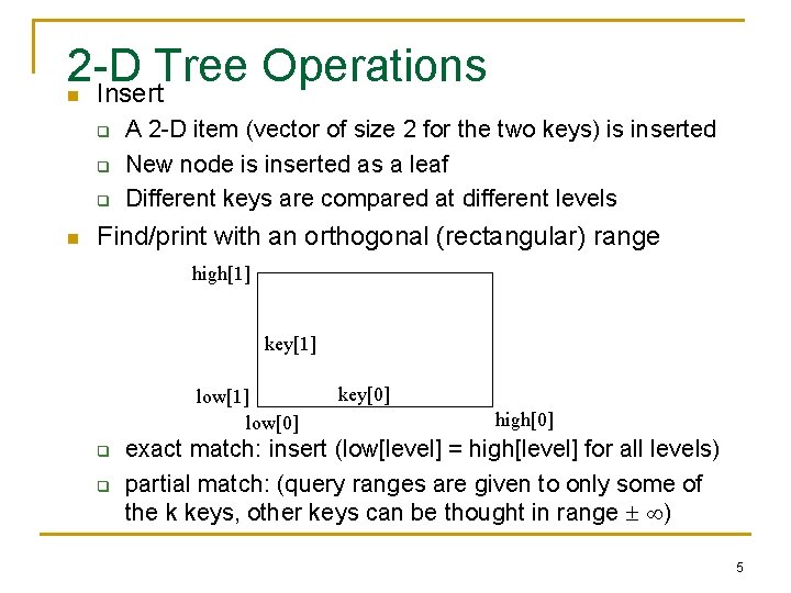 2 -D Tree Operations Insert n q q q n A 2 -D item 2 -D Tree Operations Insert n q q q n A 2 -D item