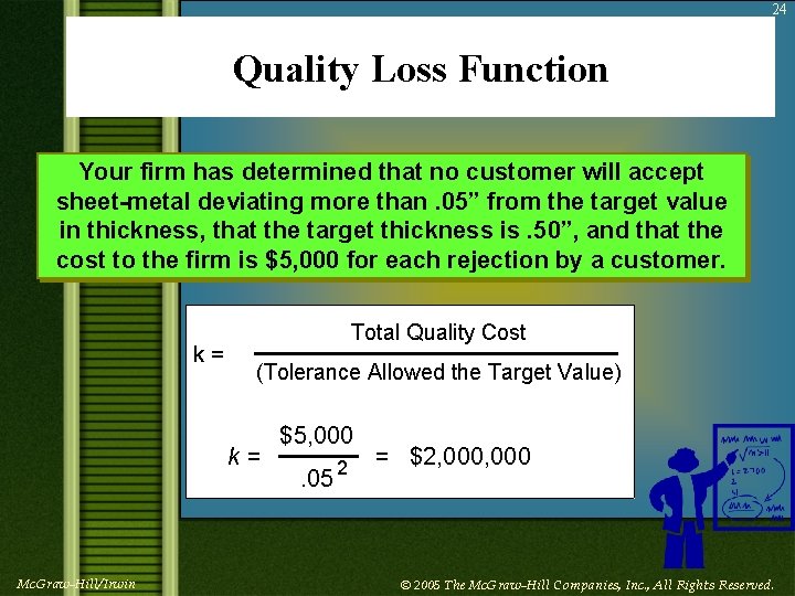 24 Quality Loss Function Your firm has determined that no customer will accept sheet-metal