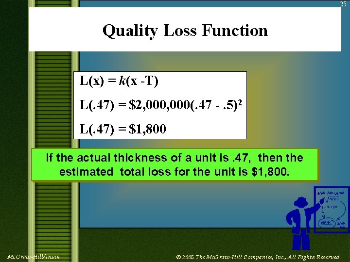 25 Quality Loss Function L(x) = k(x -T) L(. 47) = $2, 000(. 47