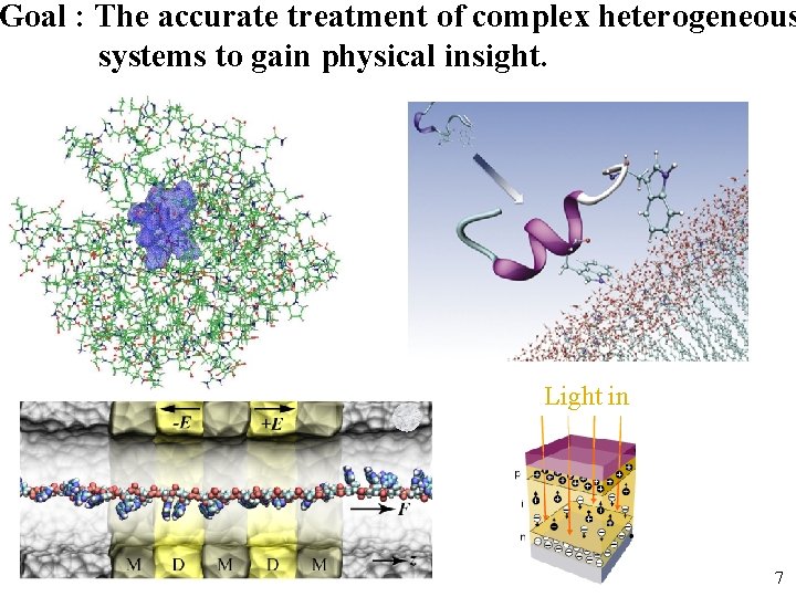 Goal : The accurate treatment of complex heterogeneous systems to gain physical insight. Light Goal : The accurate treatment of complex heterogeneous systems to gain physical insight. Light