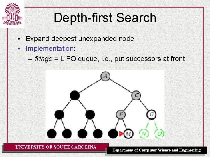 Depth-first Search • Expand deepest unexpanded node • Implementation: – fringe = LIFO queue, Depth-first Search • Expand deepest unexpanded node • Implementation: – fringe = LIFO queue,