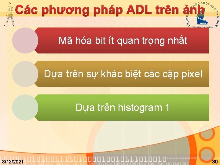 Các phương pháp ADL trên ảnh Mã hóa bit ít quan trọng nhất Dựa