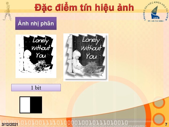 Đặc điểm tín hiệu ảnh Ảnh nhị phân 1 bit 3/12/2021 7 