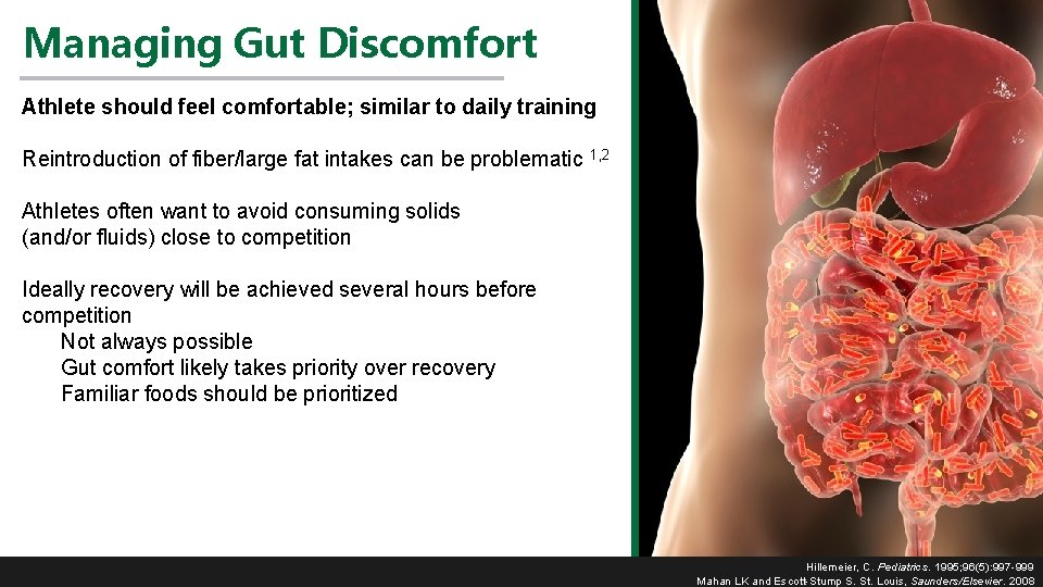 Managing Gut Discomfort Athlete should feel comfortable; similar to daily training Reintroduction of fiber/large Managing Gut Discomfort Athlete should feel comfortable; similar to daily training Reintroduction of fiber/large