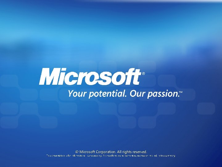 © Microsoft Corporation. All rights reserved. This presentation is for informational purposes only. Microsoft