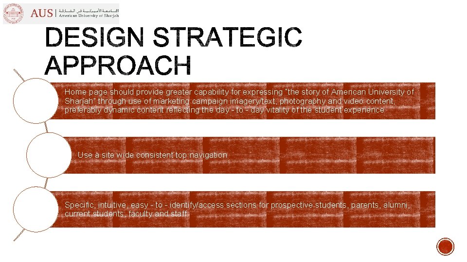 Home page should provide greater capability for expressing “the story of American University of Home page should provide greater capability for expressing “the story of American University of