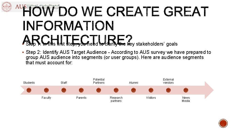 § Step 1: In this first step, you need to clarify the key stakeholders’ § Step 1: In this first step, you need to clarify the key stakeholders’