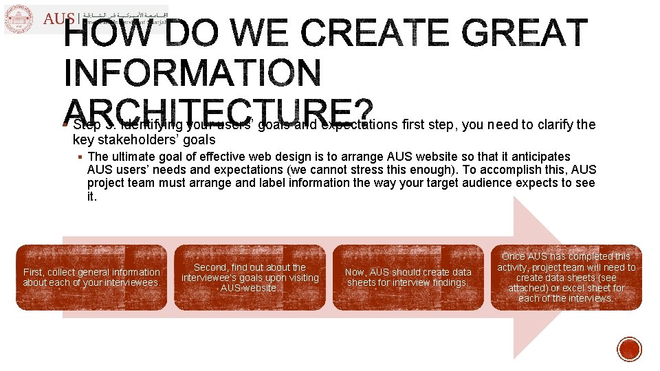 § Step 3. Identifying your users’ goals and expectations first step, you need to § Step 3. Identifying your users’ goals and expectations first step, you need to