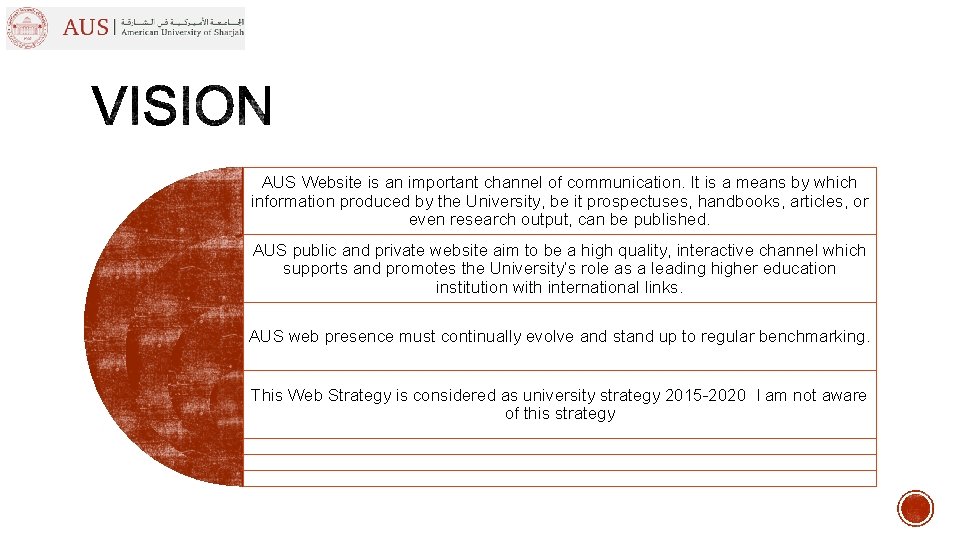 AUS Website is an important channel of communication. It is a means by which AUS Website is an important channel of communication. It is a means by which