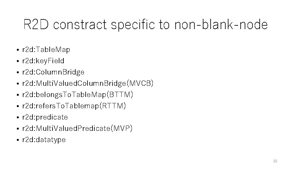 R 2 D constract specific to non-blank-node • • • r 2 d: Table. R 2 D constract specific to non-blank-node • • • r 2 d: Table.