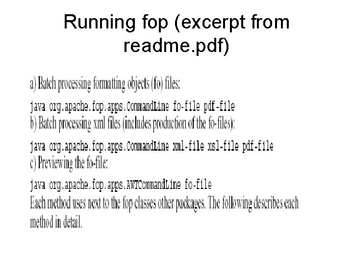 Running fop (excerpt from readme. pdf) 