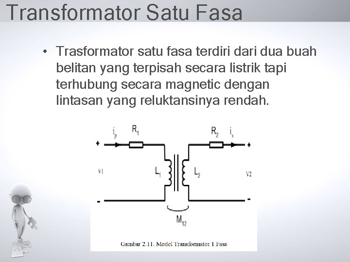 Transformator Satu Fasa • Trasformator satu fasa terdiri dari dua buah belitan yang terpisah