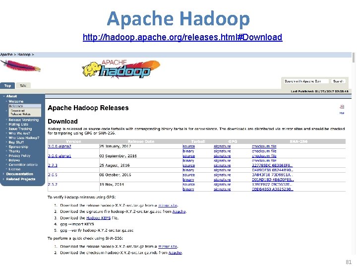 Apache Hadoop http: //hadoop. apache. org/releases. html#Download 81 Apache Hadoop http: //hadoop. apache. org/releases. html#Download 81