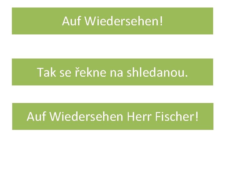 Auf Wiedersehen! Tak se řekne na shledanou. Auf Wiedersehen Herr Fischer! 