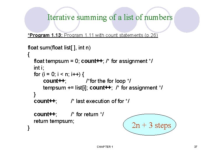 Iterative summing of a list of numbers *Program 1. 13: Program 1. 11 with