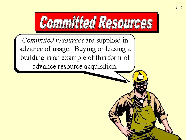 3 -17 Committed resources are supplied in advance of usage. Buying or leasing a