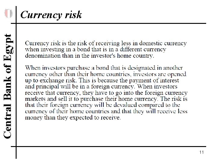 Central Bank of Egypt Currency risk 11 