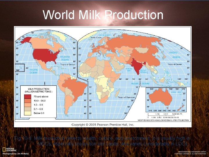 World Milk Production Fig 10 -8: Milk production reflects wealth, culture, and environment. It