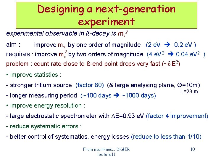 Designing a next-generation experimental observable in ß-decay is mν 2 aim : improve mν Designing a next-generation experimental observable in ß-decay is mν 2 aim : improve mν