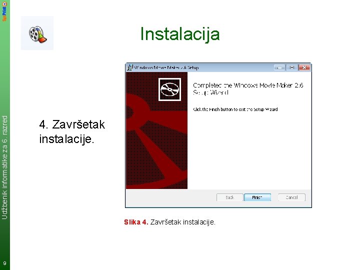 Udžbenik informatike za 6. razred Instalacija 9 4. Završetak instalacije. Slika 4. Završetak instalacije. Udžbenik informatike za 6. razred Instalacija 9 4. Završetak instalacije. Slika 4. Završetak instalacije.