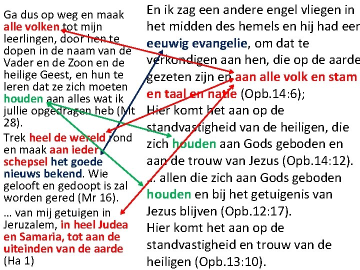 Ga dus op weg en maak alle volken tot mijn leerlingen, door hen te Ga dus op weg en maak alle volken tot mijn leerlingen, door hen te