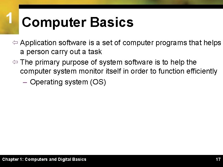 1 Computer Basics ï Application software is a set of computer programs that helps