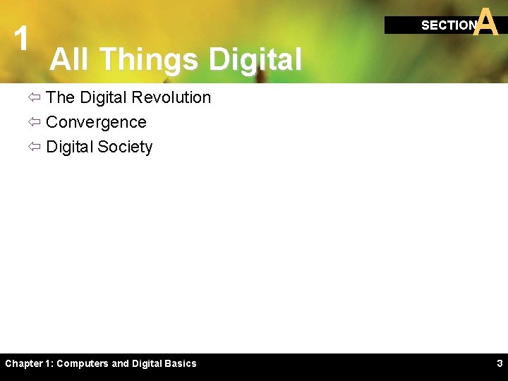 1 A SECTION All Things Digital ï The Digital Revolution ï Convergence ï Digital