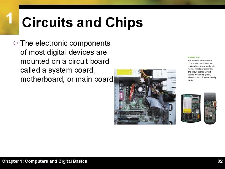 1 Circuits and Chips ï The electronic components of most digital devices are mounted