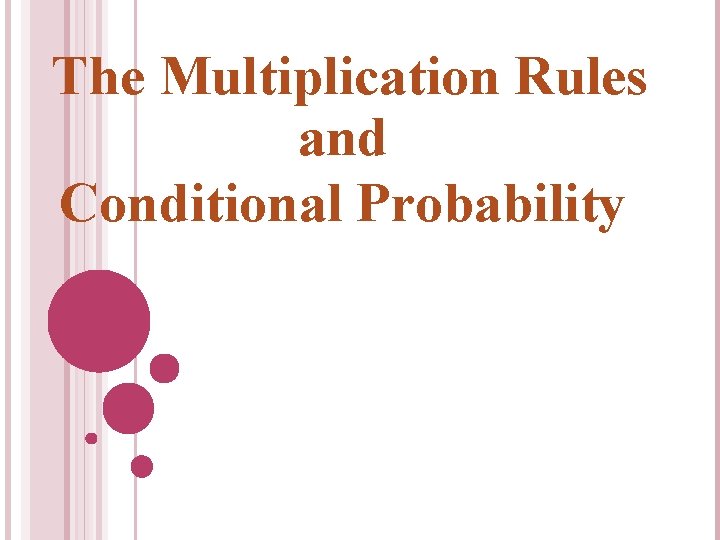 The Multiplication Rules and Conditional Probability 