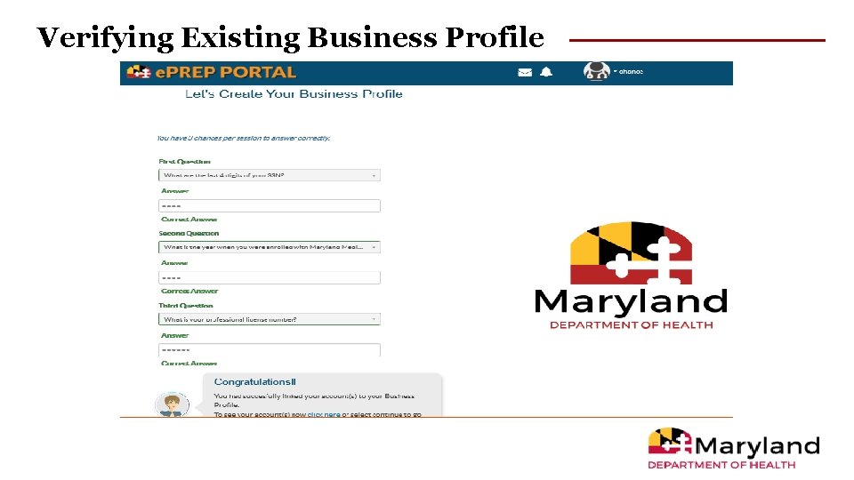 Verifying Existing Business Profile 