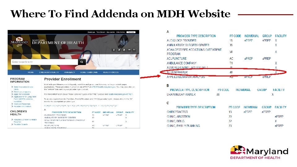 Where To Find Addenda on MDH Website 