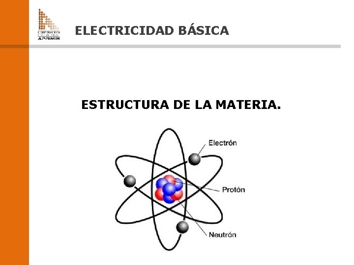 ELECTRICIDAD BÁSICA ESTRUCTURA DE LA MATERIA. ELECTRICIDAD BÁSICA ESTRUCTURA DE LA MATERIA.