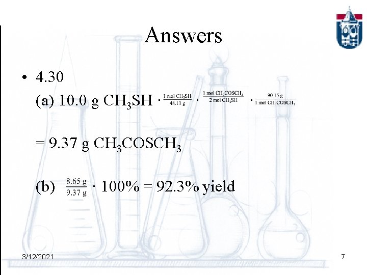 Answers • 4. 30 (a) 10. 0 g CH 3 SH · · ·