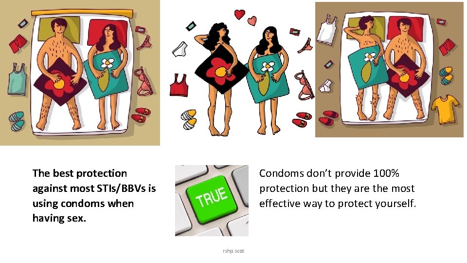 The best protection against most STIs/BBVs is using condoms when having sex. Condoms don’t The best protection against most STIs/BBVs is using condoms when having sex. Condoms don’t