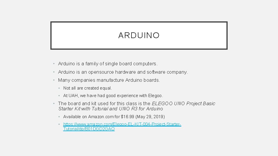 ARDUINO • Arduino is a family of single board computers. • Arduino is an