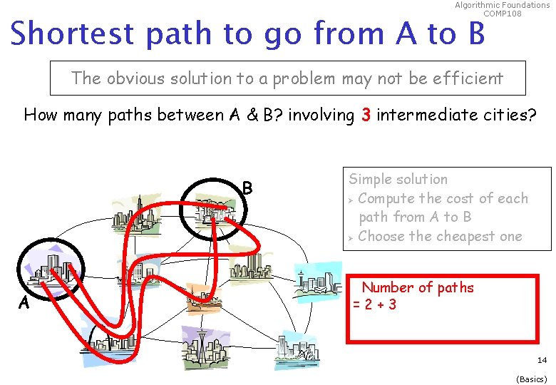 Algorithmic Foundations COMP 108 Shortest path to go from A to B The obvious