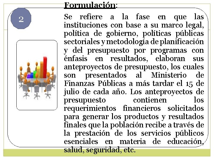 2 Formulación: Se refiere a la fase en que las instituciones con base a 2 Formulación: Se refiere a la fase en que las instituciones con base a