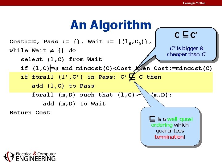 An Algorithm C C’ Cost: = , Pass : = {}, Wait : =