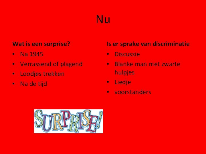 Nu Wat is een surprise? • • Na 1945 Verrassend of plagend Loodjes trekken