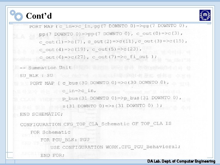 Cont’d DA Lab. Dept. of Computer Engineering Cont’d DA Lab. Dept. of Computer Engineering