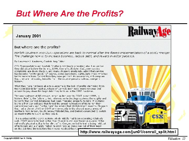 But Where Are the Profits? January 2001 http: //www. railwayage. com/jun 01/conrail_split. html Copyright But Where Are the Profits? January 2001 http: //www. railwayage. com/jun 01/conrail_split. html Copyright