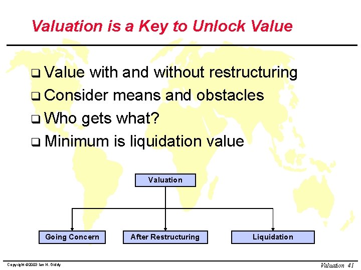 Valuation is a Key to Unlock Value q Value with and without restructuring q Valuation is a Key to Unlock Value q Value with and without restructuring q