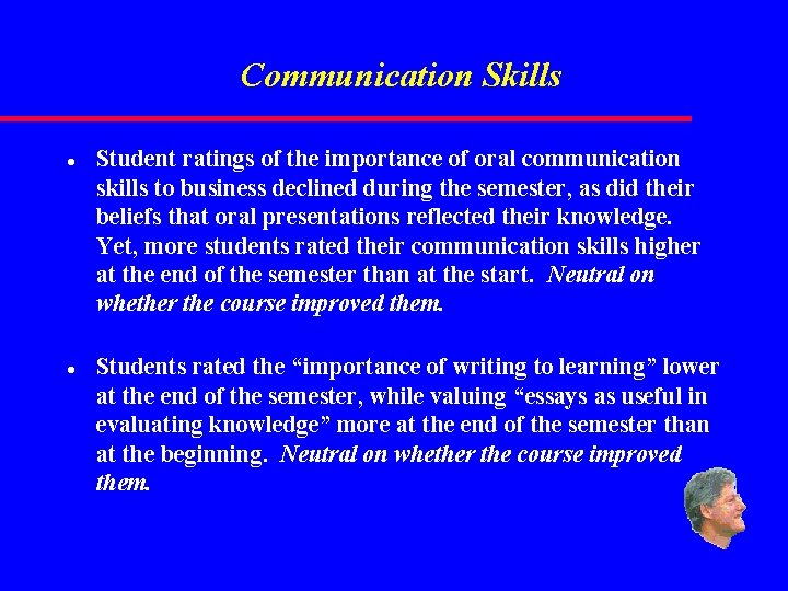 Communication Skills l l Student ratings of the importance of oral communication skills to