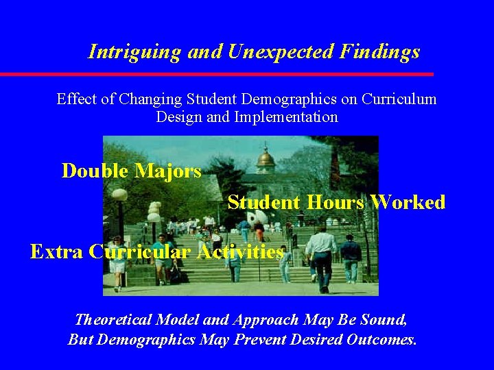 Intriguing and Unexpected Findings Effect of Changing Student Demographics on Curriculum Design and Implementation Intriguing and Unexpected Findings Effect of Changing Student Demographics on Curriculum Design and Implementation