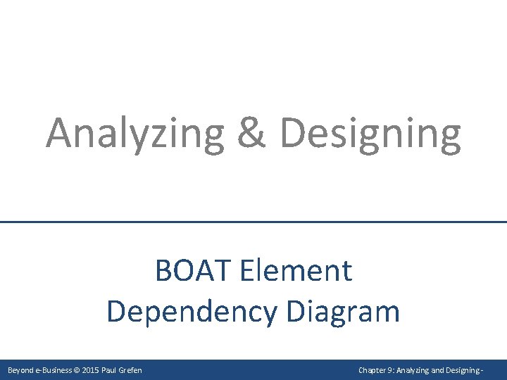 Analyzing & Designing BOAT Element Dependency Diagram Beyond e-Business © 2015 Paul Grefen Chapter