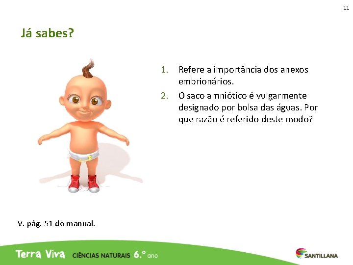 11 Já sabes? 1. Refere a importância dos anexos embrionários. 2. O saco amniótico 11 Já sabes? 1. Refere a importância dos anexos embrionários. 2. O saco amniótico