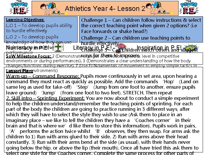 Athletics Year 4 - Lesson 2 Challenge 1 – Can children follow instructions & Athletics Year 4 - Lesson 2 Challenge 1 – Can children follow instructions &