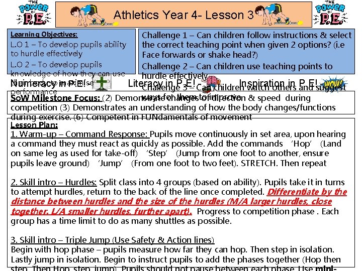 Athletics Year 4 - Lesson 3 Challenge 1 – Can children follow instructions &