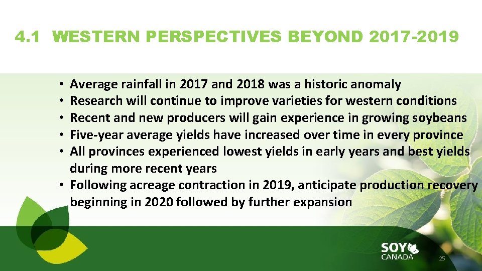 4. 1 WESTERN PERSPECTIVES BEYOND 2017 -2019 Average rainfall in 2017 and 2018 was